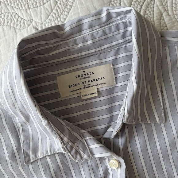 Trovata - Birds of Paradis - Ruffle Hem Poplin Shirt - Gray & White Stripe - Picture 6 of 11